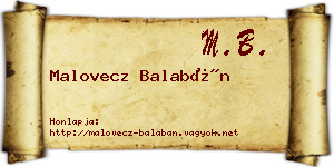 Malovecz Balabán névjegykártya